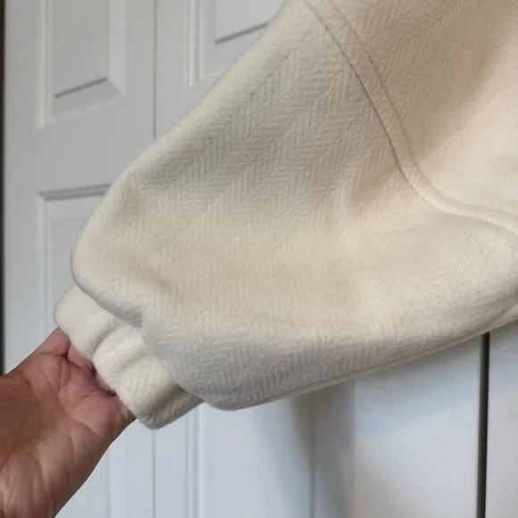 & Other Stories Cream Wool Blend Belted Balloon Sleeve Coat - Picture 3 of 11